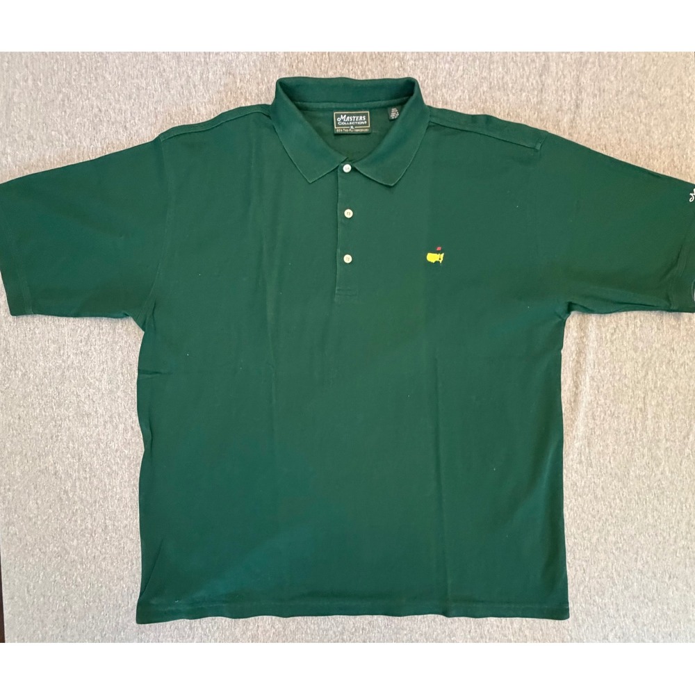 Masters Collection Golf Polo Shirt Green Mercerized Cotton Mens XL Augusta Logo